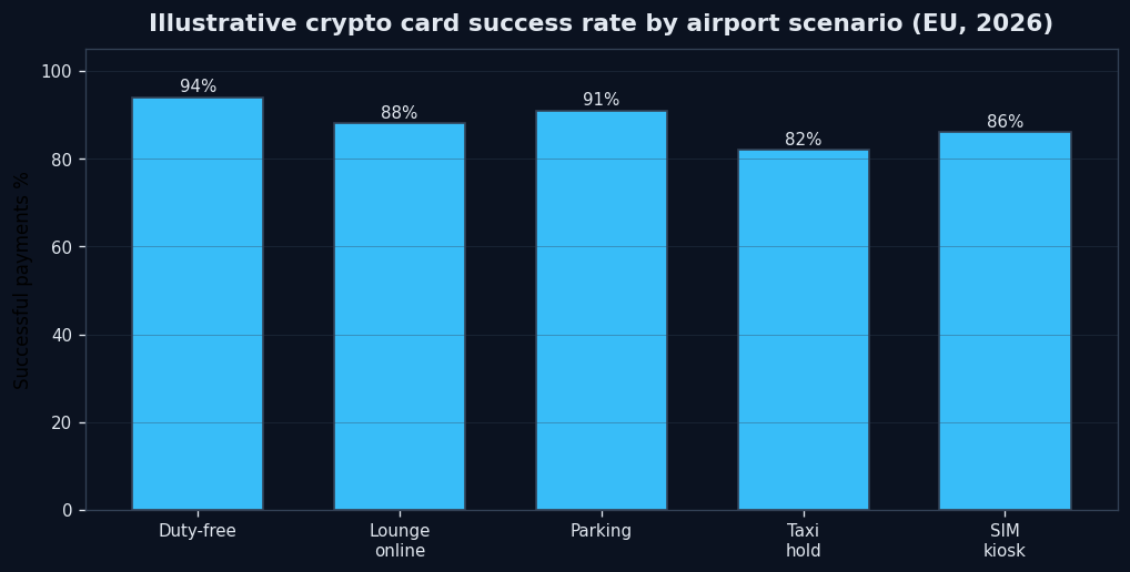 Crypto card airport payment success by scenario - POOL BTC 2026 chart