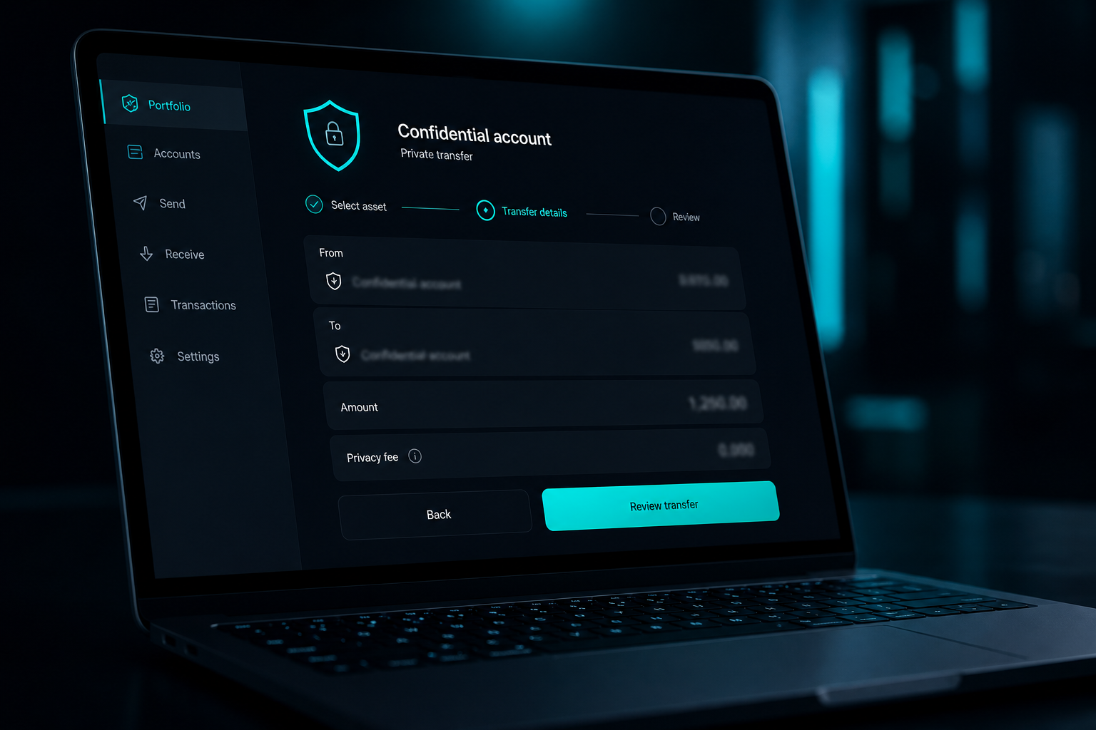 NEAR Confidential account transfer and swap flow (POOL BTC)