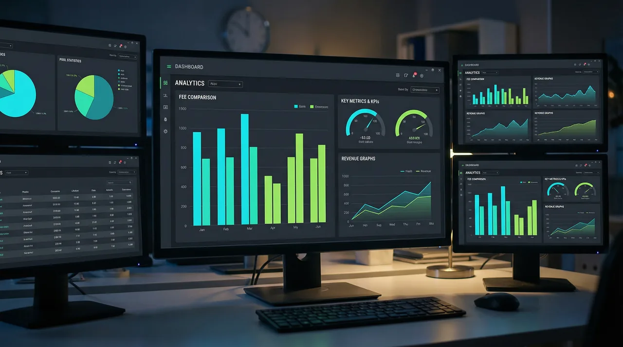 Analytics dashboard with charts and metrics